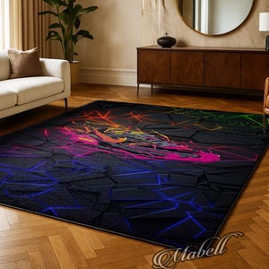 Neon Sneaker Gaming Room Nonslip Area Rug Street Art Style Living Room Bedroom Rug Washable Floor Mat Urban Home Decor Carpet