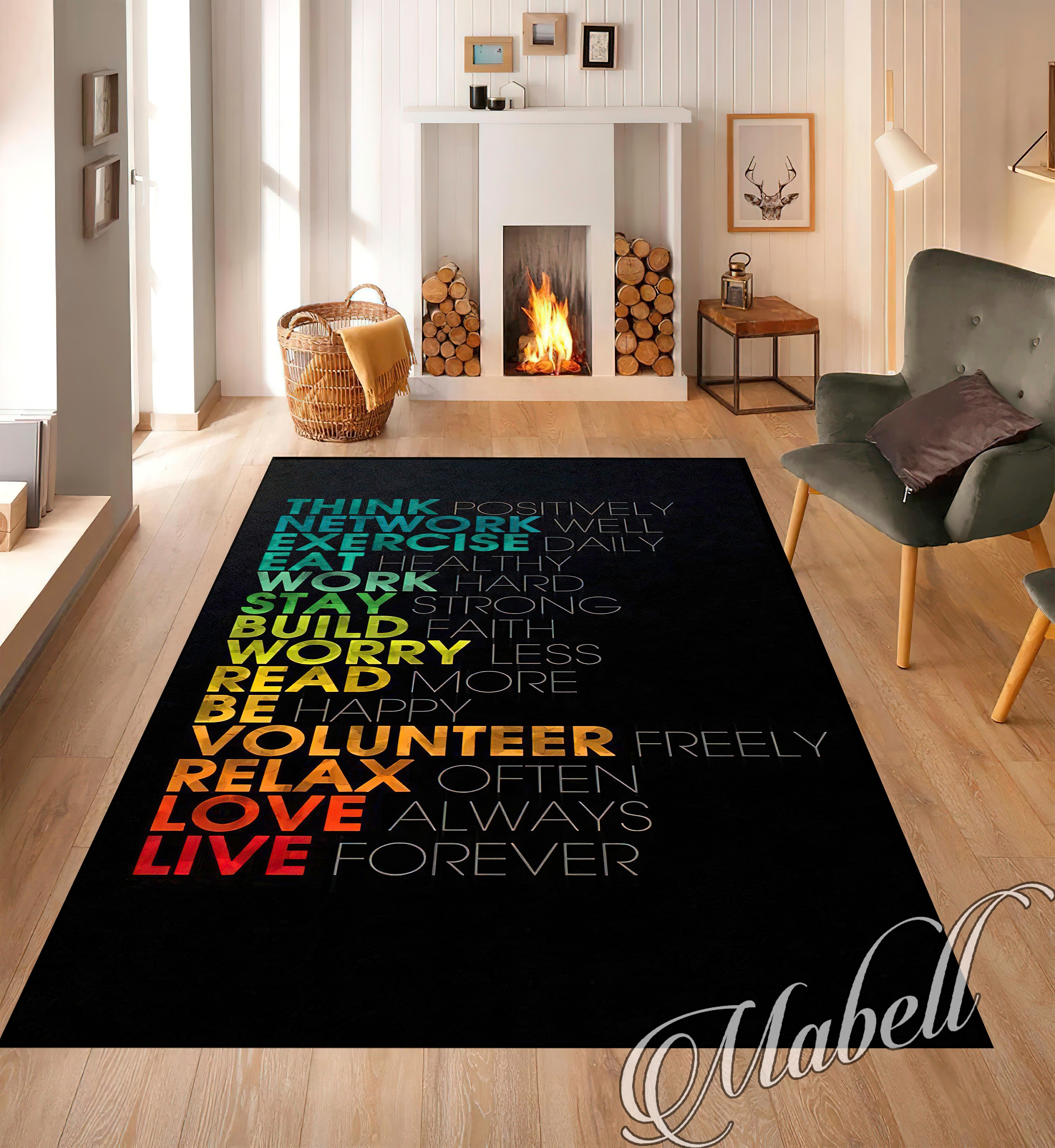 Motivational Quote Typography Nonslip Area Rug Inspirational Home Decor ...