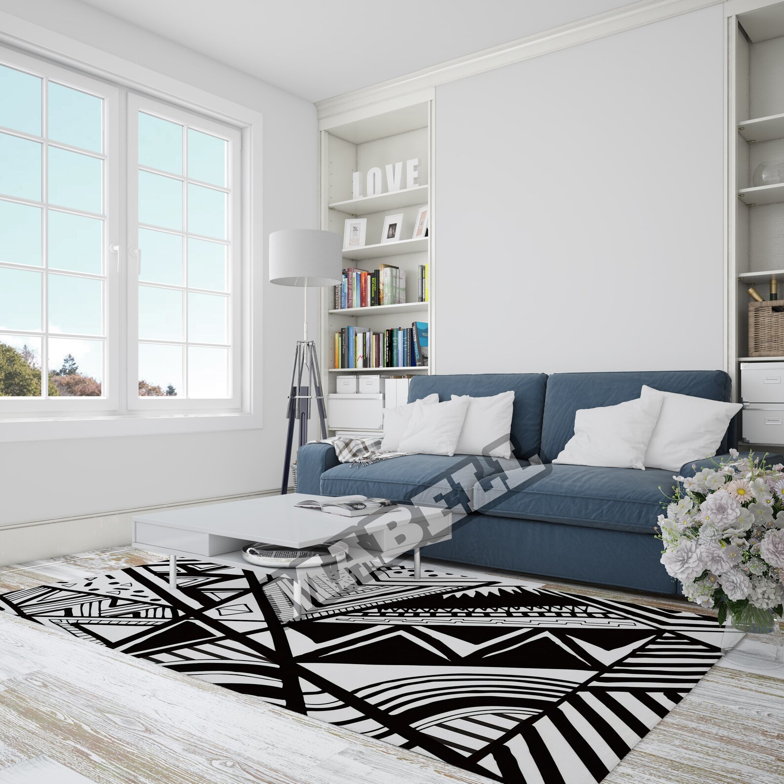 Drawing Textiles Rug Black White Doodle Drawing Rug, Geometric Pattern Nonslip Area Rug ...