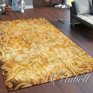 Yellow Flower Rug, Living Room Rug, Nonslip Area Rug, Flower Motifs, Outdoor Rug, Modern Rug, Cool Rugs, Decorative Rugs, Christmas Gift