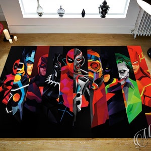 Art Superhero Rug, Kids Room Rug,  Nonslip Area Rug, Kids Room Decor Rug, Home Decor Rug, Gift Rug, Gift for Children, Christmas Gift