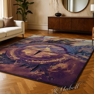 Fantastic Movie Patterned Nonslip Area Rug Living Room Carpet Middle Earth Fantasy Movie Decor Home Floor Rug