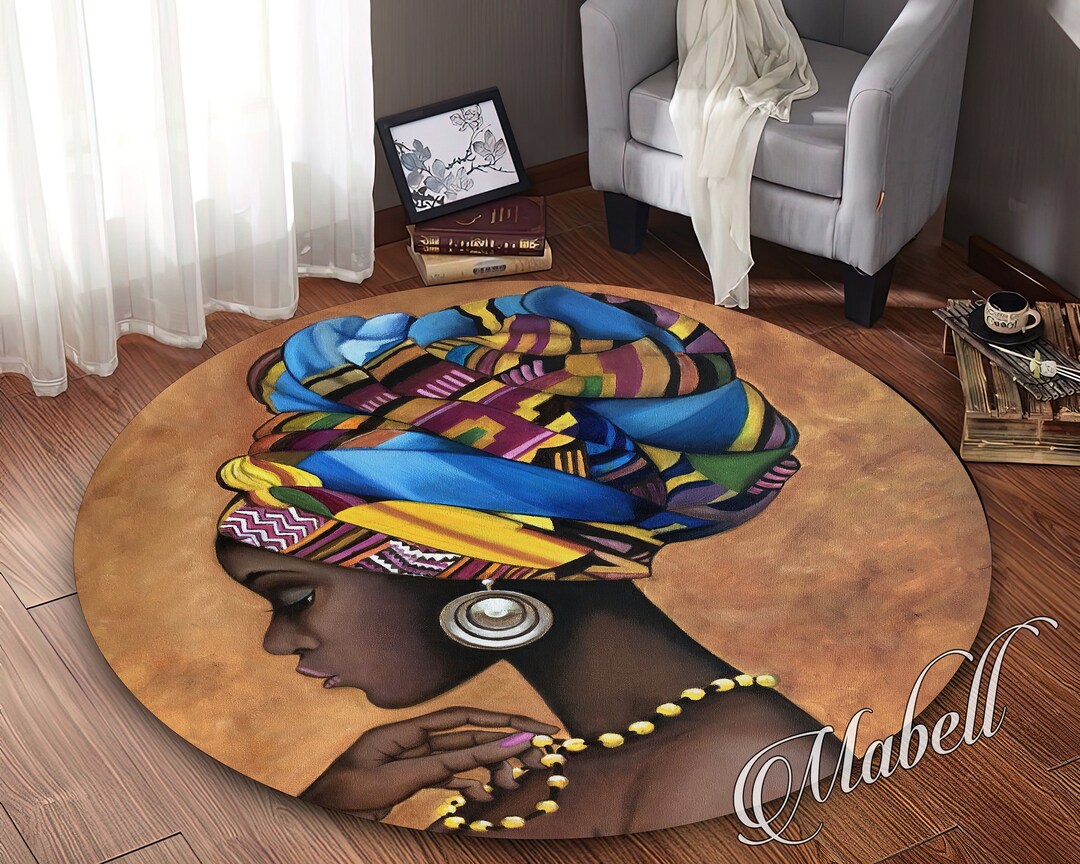 Lady Rugs African Round Rug, Woman Themed Nonslip Area Rug, Cool Rug, Design Rug ...