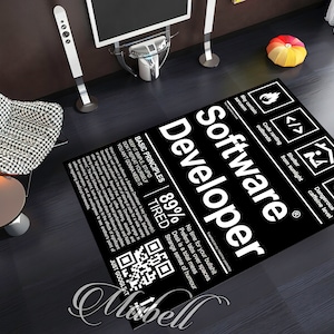 Funny Software Developer Nutrition Label Nonslip Area Rug Programmer Gift Office Decor Carpet Kitchen Bedroom Floor Mat Coding Rug image 6