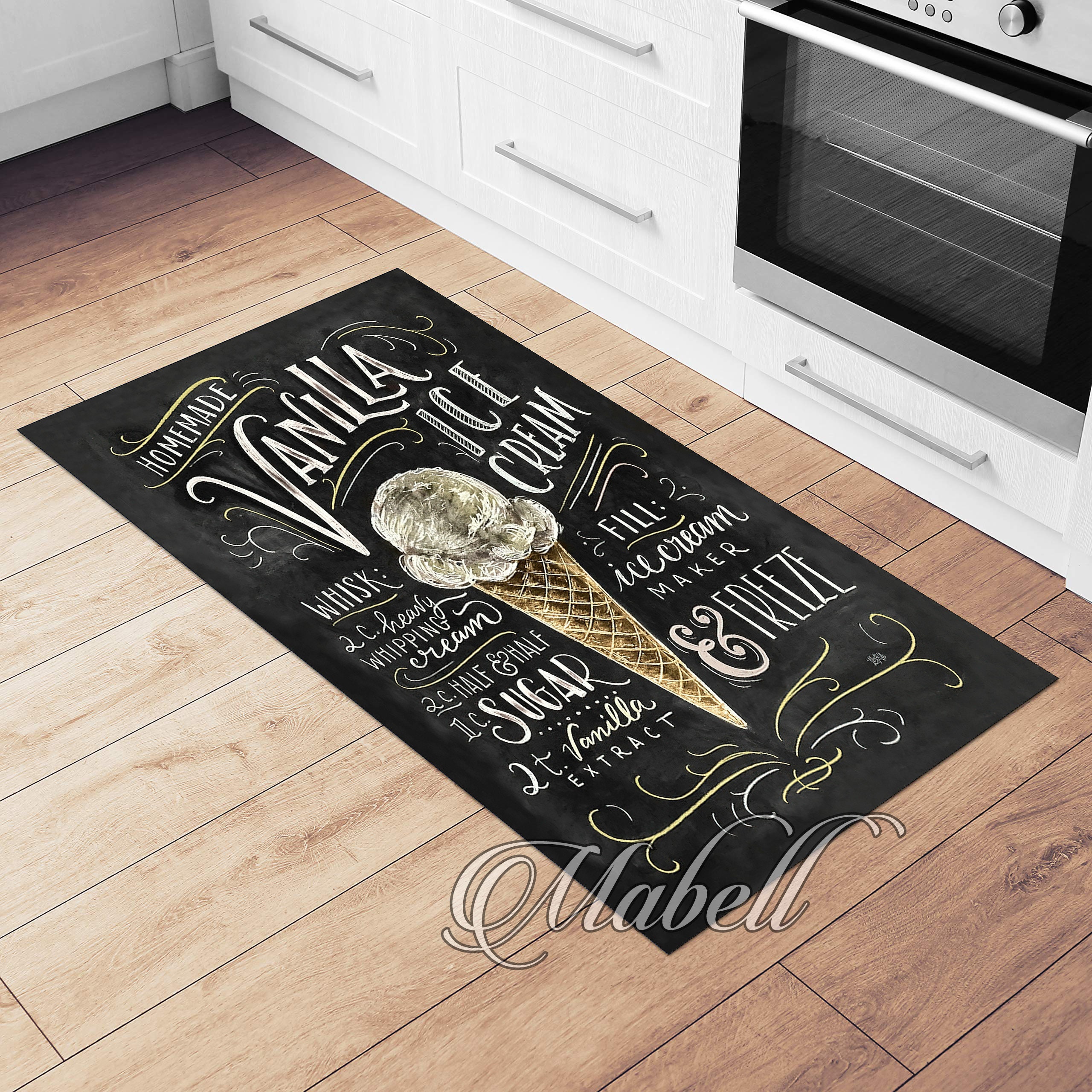 Ice Cream Rug Pattern Ice Cream Rug, Vanilla Ice Cream Recipe Themed Nonslip Area Rug ...