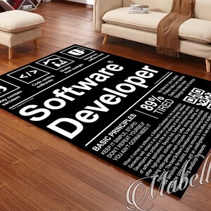 Funny Software Developer Nutrition Label Nonslip Area Rug Programmer Gift Office Decor Carpet Kitchen Bedroom Floor Mat Coding Rug image 9