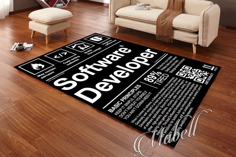 Funny Software Developer Nutrition Label Nonslip Area Rug Programmer Gift Office Decor Carpet Kitchen Bedroom Floor Mat Coding Rug image 9