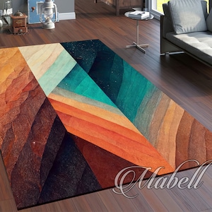Colorful Abstract Patterned Nonslip Area Rug, Living Room Rug, Outdoor Rug, Modern Design Rug, Cool Rugs, Decorative Rugs, Christmas Gift