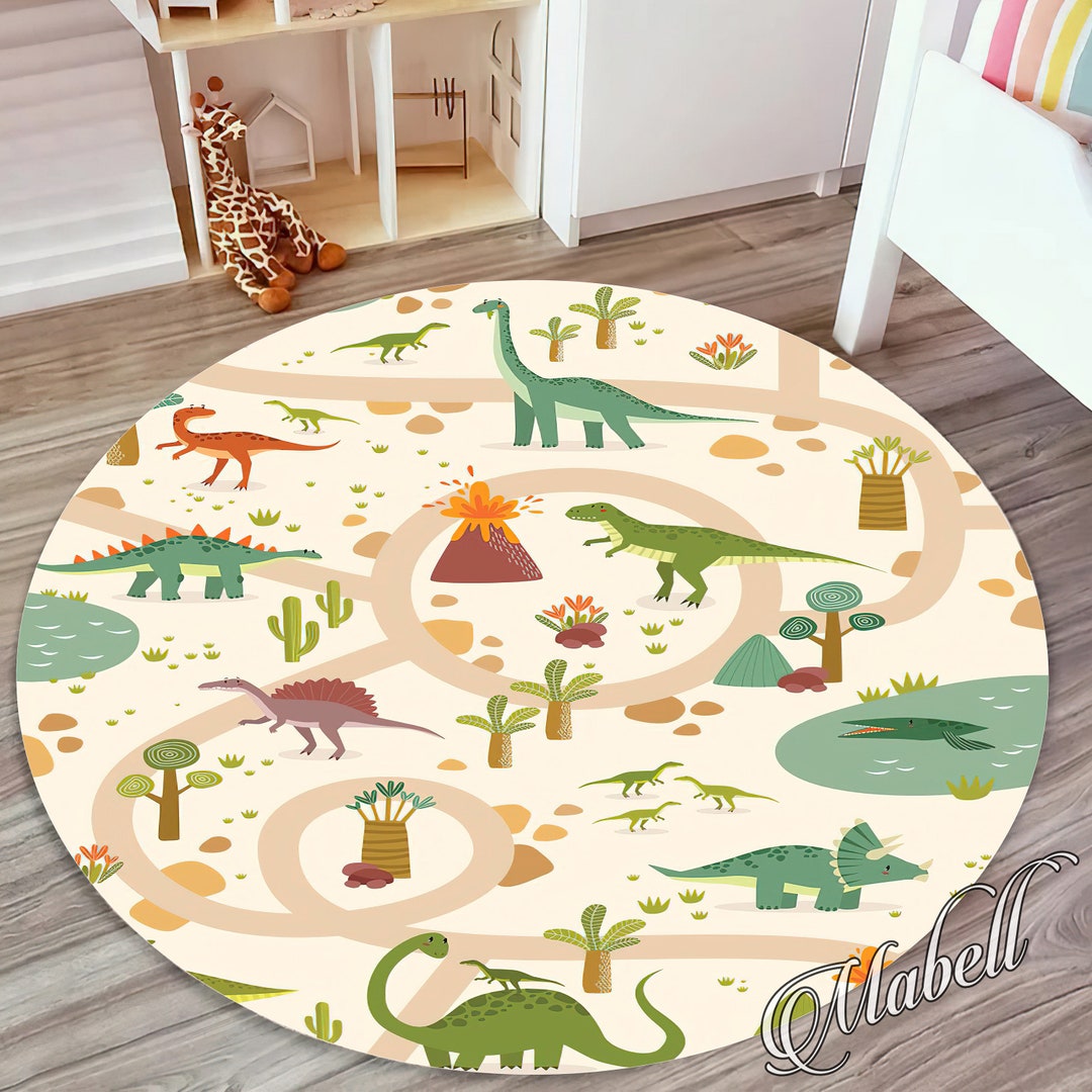 Dinosaurs Rug, Dinosaurs Themed Nonslip Rug, Kids Room Rug, Toddler
