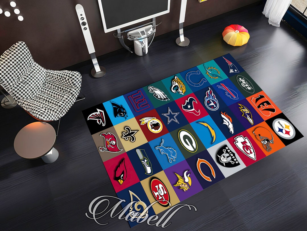 American Football Rug, Sports Rug , American Football Teams Logo Themed ...