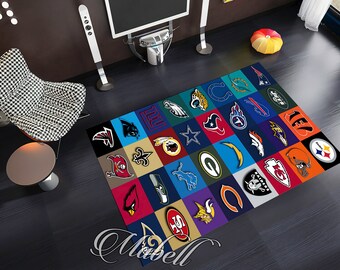 American Football Rug, Sports Rug , American Football Teams Logo Themed Rug, Teen Room Rug, Kids Room Rug, Living Room Rug, Christmas Gift