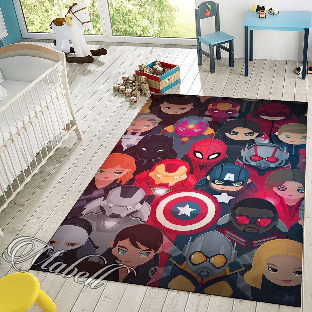 Superhero Rug, Minimalist Superhero Themed Nonslip Area Rug, Kids Room ...