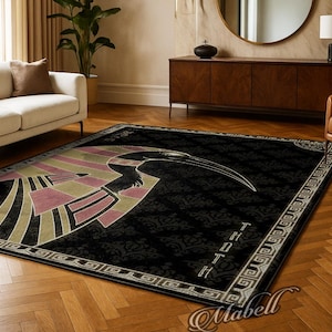 Egyptian God Thoth Nonslip Area Rug Ancient Egypt Mythology Carpet Home Decor Living Room Rug Bedroom Floor Rug Egyptian Art