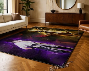 Japanese Anime Nonslip Area Rug Manga Japanese Themed Washable Carpet Kids Room Decor Gaming Mat Ninja Battle Rug