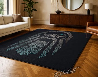 Celtic Knot Odin Norse Mythology Nonslip Area Rug Viking God Carpet Home Decor Kitchen Runner Mat Ancient Nordic Design