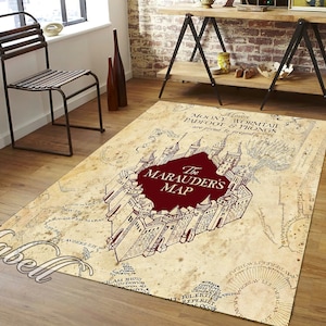 Marauders Kaart Tapijt, Houten Kaart Tapijt, Kinderen Spelen Nonslip Gebied Tapijt, Kids Room Tapijt, Home Decor Tapijt, Cadeau voor Kinderen, Gamer Vloerkleed, Kerstcadeau