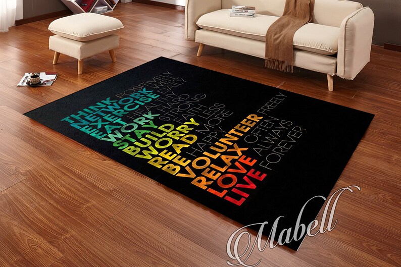 Motivational Quote Typography Nonslip Area Rug Inspirational Home Decor ...