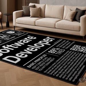 Funny Software Developer Nutrition Label Nonslip Area Rug Programmer Gift Office Decor Carpet Kitchen Bedroom Floor Mat Coding Rug image 5