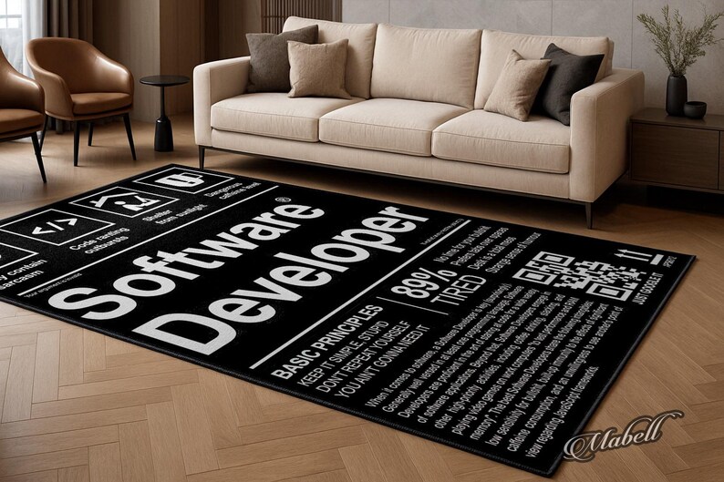 Funny Software Developer Nutrition Label Nonslip Area Rug Programmer Gift Office Decor Carpet Kitchen Bedroom Floor Mat Coding Rug image 5