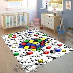 Rubik's Cube, Rubik's Cube Rug, Gift Rug, Kids Room Rug, Decor Rug, Children Rug, Colorful Designer Rug, Education Rug, Christmas Gift