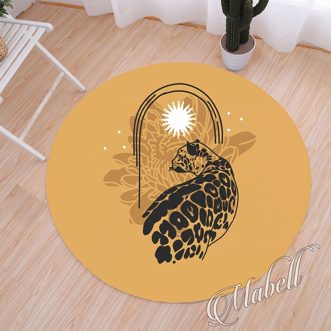 Gold Leopard Round Rug