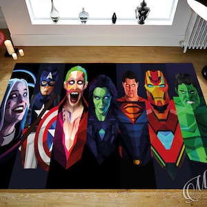 Art Superhero Rug, Kids Room Rug, Nonslip Area Rug, Kids Room Decor Rug, Home Decor Rug, Gift Rug, Gift for Children, Christmas Gift