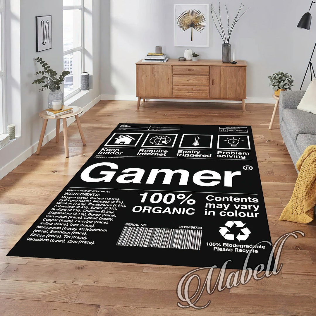 Gamer Ticket Rug, Gamer Room Rug, Gamer Gift, Nonslip Area Rug, Living