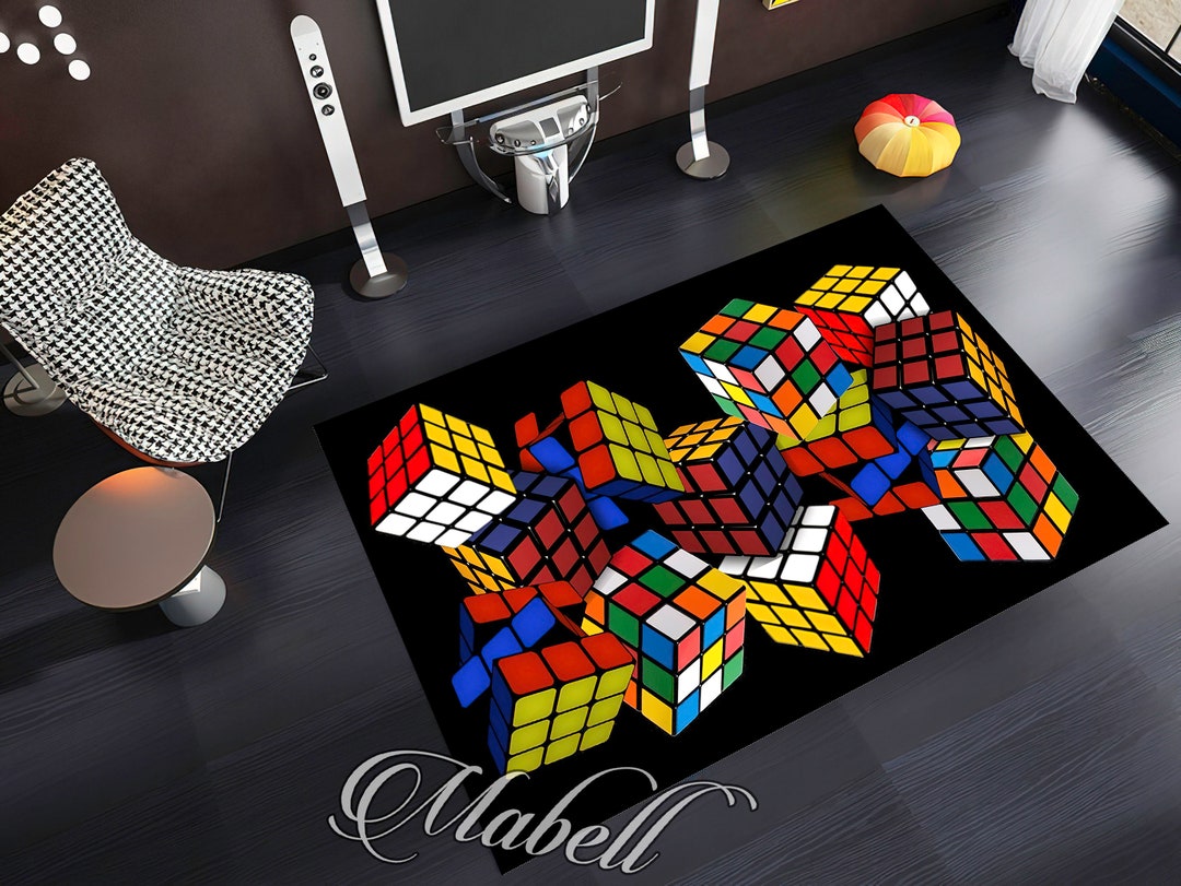 Rubik's Cube, Rubik's Cube Rug, Gift Rug, Kids Room Rug, Decor Rug ...
