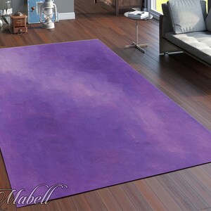 Purple Watercolor Rug | Abstract Lavender Washable Non-Slip Rug | Modern Home Decor | Digital Print Area Rug