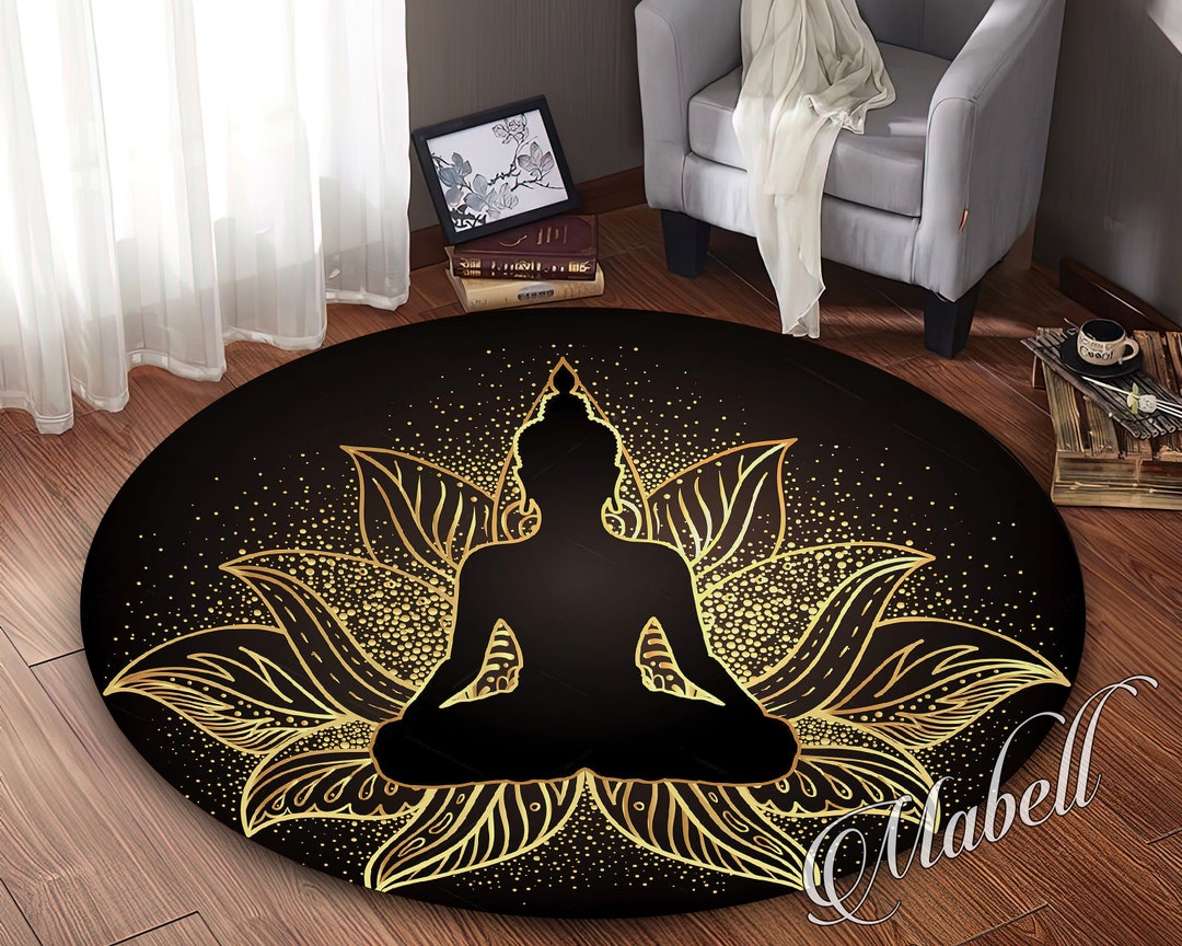 Yoga Round Rug Yoga Round Meditation Rug, Meditation Themed Nonslip Area Rug, Cool Rug ...