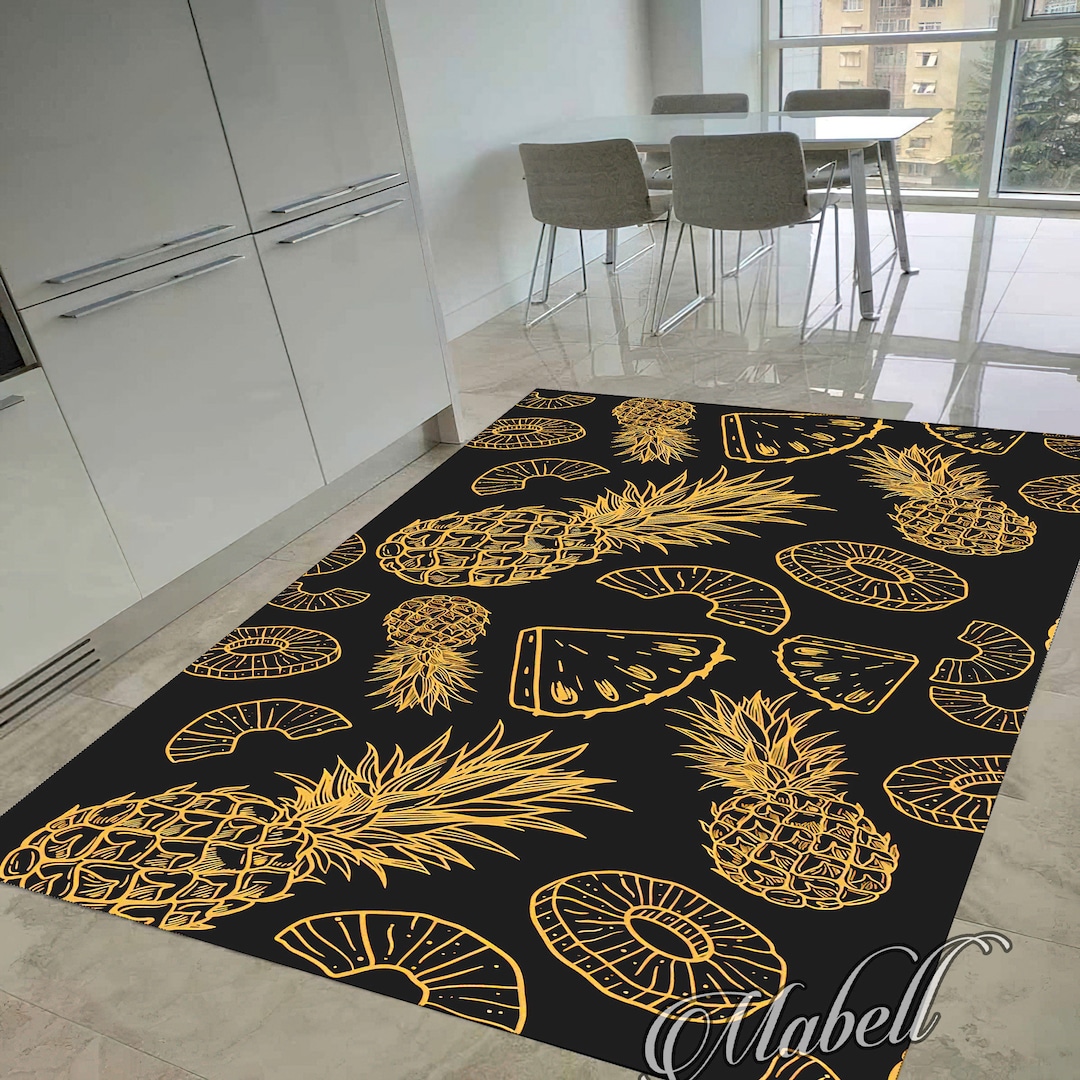 Pineapple Rug, Minimalist Pineapple Pattern Nonslip Area Rug, Kitchen