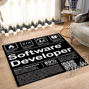Funny Software Developer Nutrition Label Nonslip Area Rug Programmer Gift Office Decor Carpet Kitchen Bedroom Floor Mat Coding Rug image 7