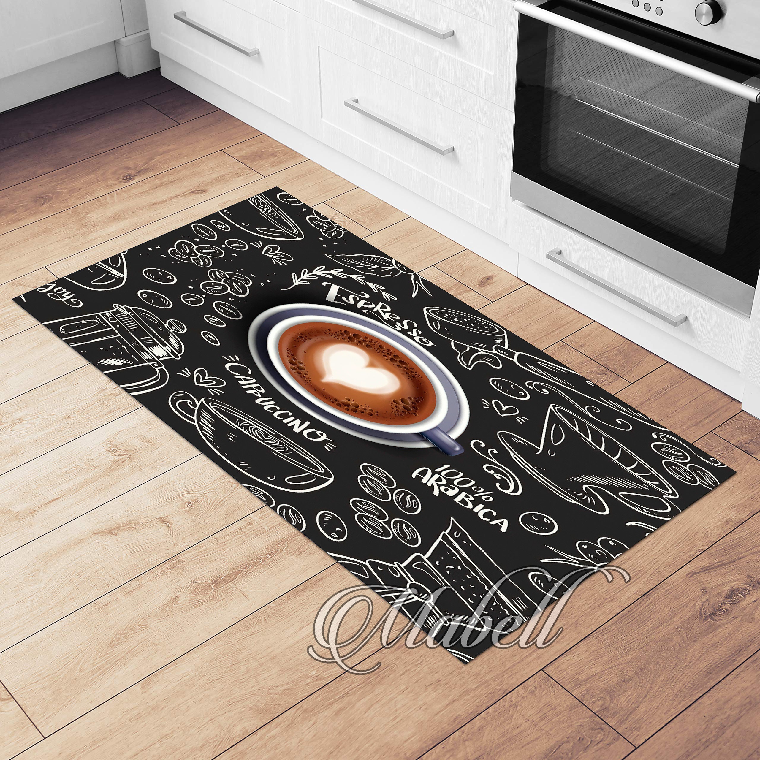 Coffee Kitchen Rug, Coffee Cup Themed Nonslip Area Rug, Gifts for ...