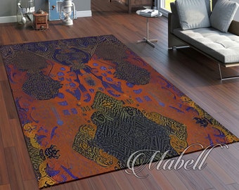 Turkish Motif Rug, Modern Rug, Living Room Rug, Nonslip Area Rug, Bedroom Rug, Outdoor Rug, Gift Rug, Decorative Rugs, Home Gift Rug