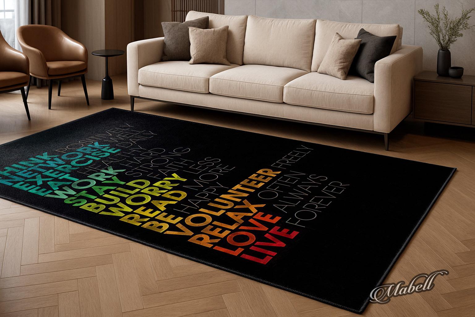 Motivational Quote Typography Nonslip Area Rug Inspirational Home Decor ...