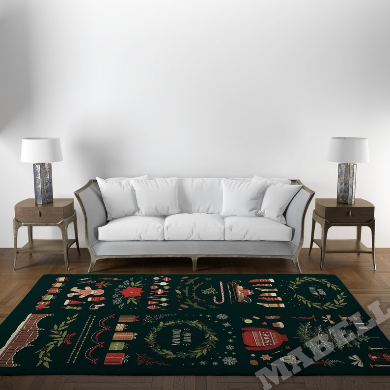 Christmas Rug, Merry Christmas, Happy Holidays Nonslip Area Rug ...