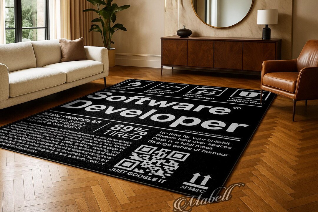 Funny Software Developer Nutrition Label Nonslip Area Rug Programmer ...