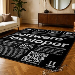 Funny Software Developer Nutrition Label Nonslip Area Rug Programmer Gift Office Decor Carpet Kitchen Bedroom Floor Mat Coding Rug