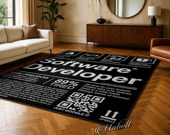 Tapete engraçado para programador de software, rótulo nutricional, antiderrapante, presente para programador, decoração de escritório, carpete, cozinha, quarto, tapete de codificação