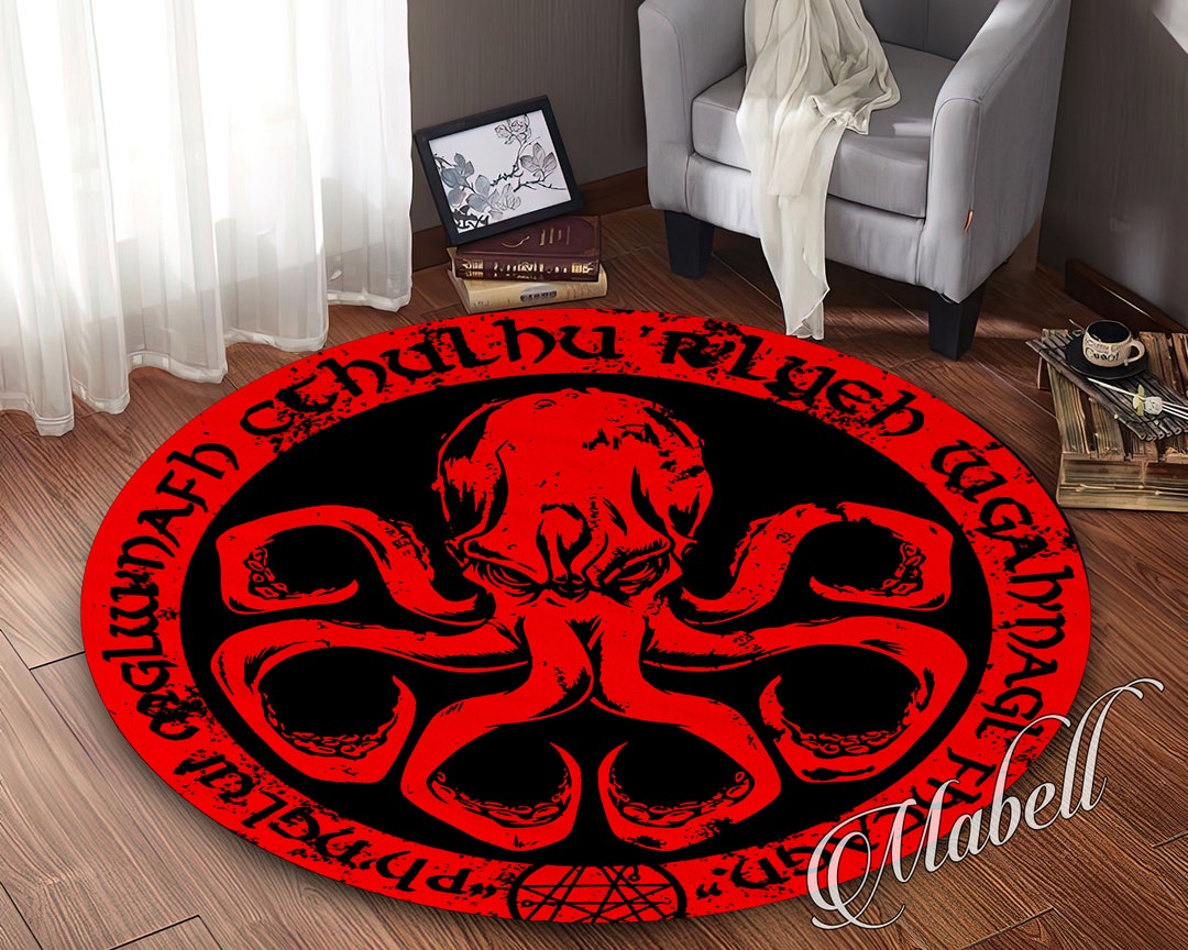 Octopus Rug, Red Octopus Themed Nonslip Rug, Octopus Decor, Octopus ...