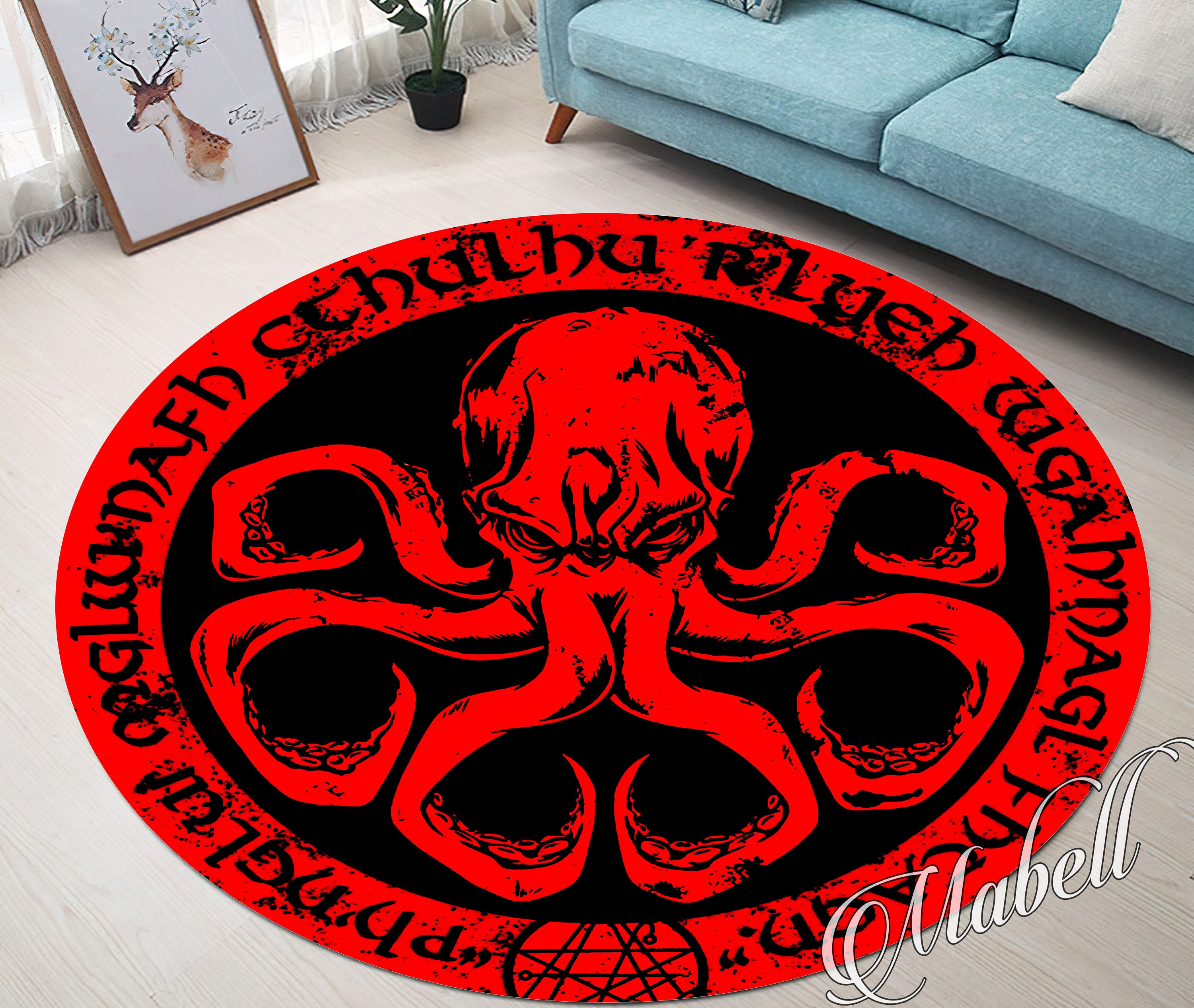 Octopus Rug Red Octopus Themed Nonslip Rug Octopus Decor - Etsy