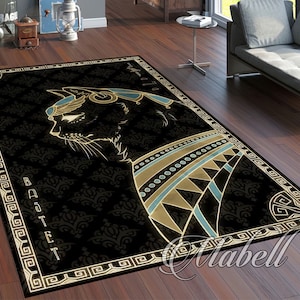 Bastet Rug, Ancient Egypt Goddes Cards Nonslip Area Rug, Ancient Egypt Mythology, Living Room Rug, Bedroom Rug, Outdoor Rug, Christmas Gift