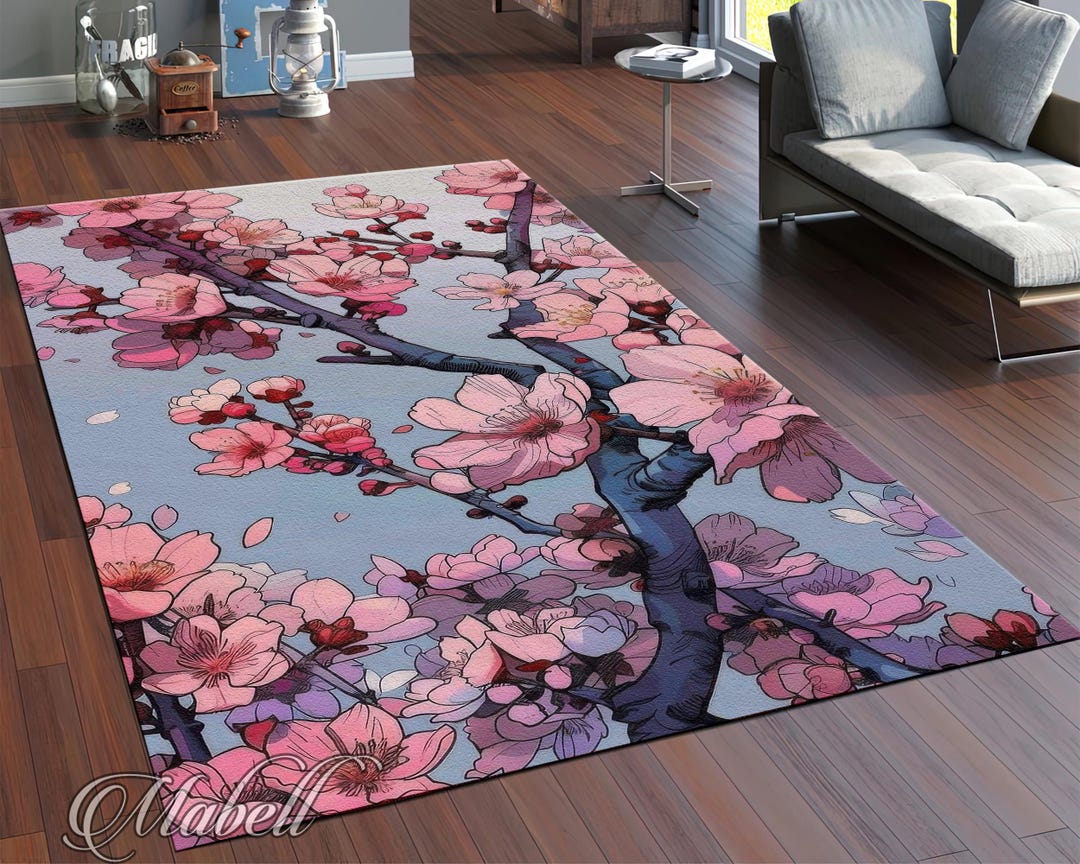 Sakura Rug Sakura Blossom Washable Rug Japanese Cherry Flower Area Carpet Pink ...