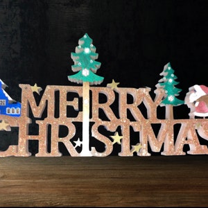 Feliz Navidad Cartel de resina epoxi colgante / de pie