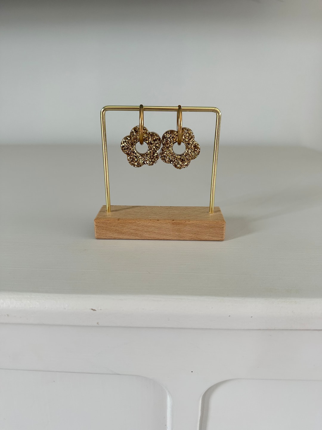 Boucles D'oreilles Créoles En Résine Acrylique Avec Fleur Colorée Pour