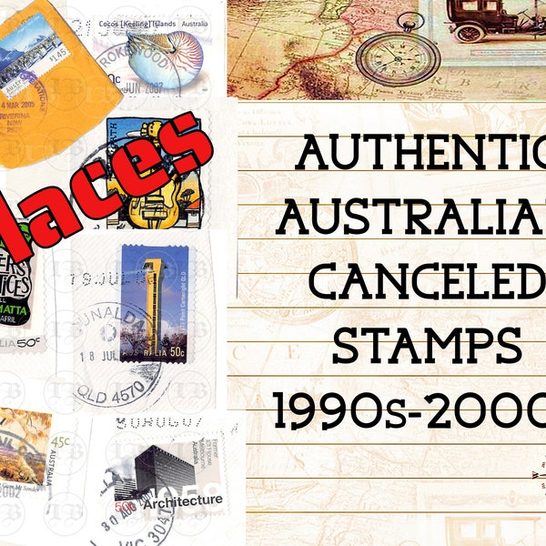 Australian Places Stamps | 23 Unique Cancellations | High-Res Digital Download | Landscapes, Craft Inspiration