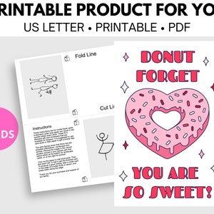 Donut-Themed Valentine&#39;s Day Card Set - Downloadable & Printable
