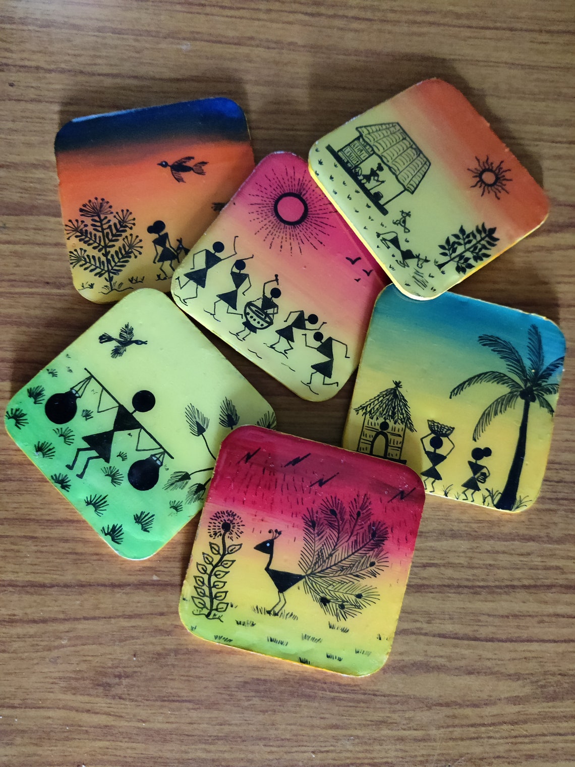 Handmade Unique Warli Art Tea Coasters Etsy