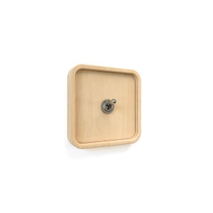 Single square plywood wooden boho light switch
