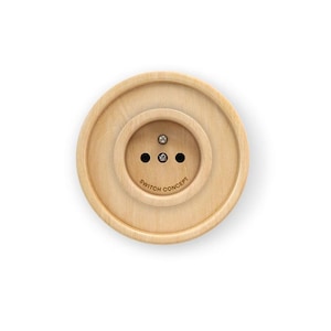 Single circle plywood socket, retro socket, boho rustic wooden electric socket